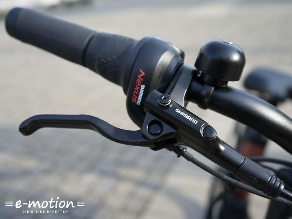 Das Bild zeigt eine Shimano Nexus 7 Gang Nabenschaltung an einem QWIC Mira Tour