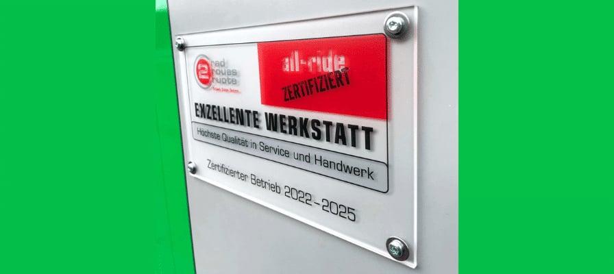 Zertifikat für exzellente Werkstatt mit hoher Servicequalität