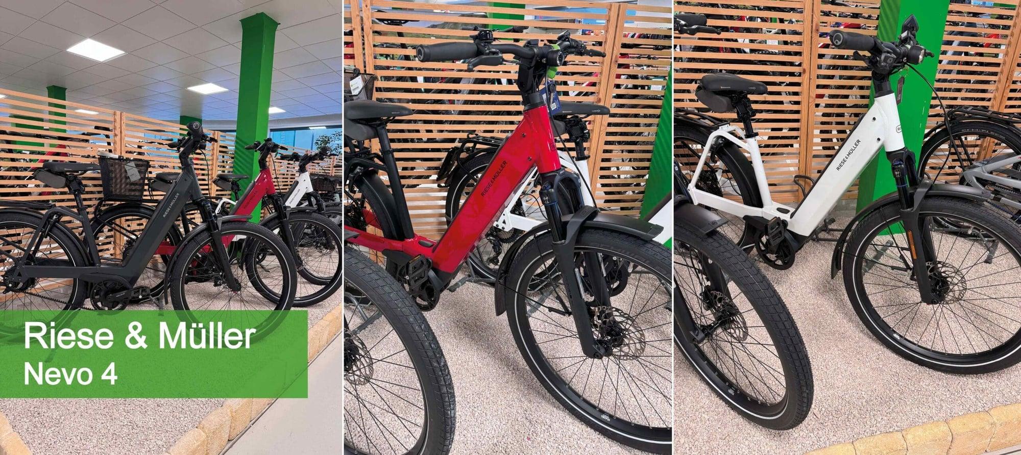 Riese & Müller Nevo4 GT E-Bikes in verschiedenen Farben