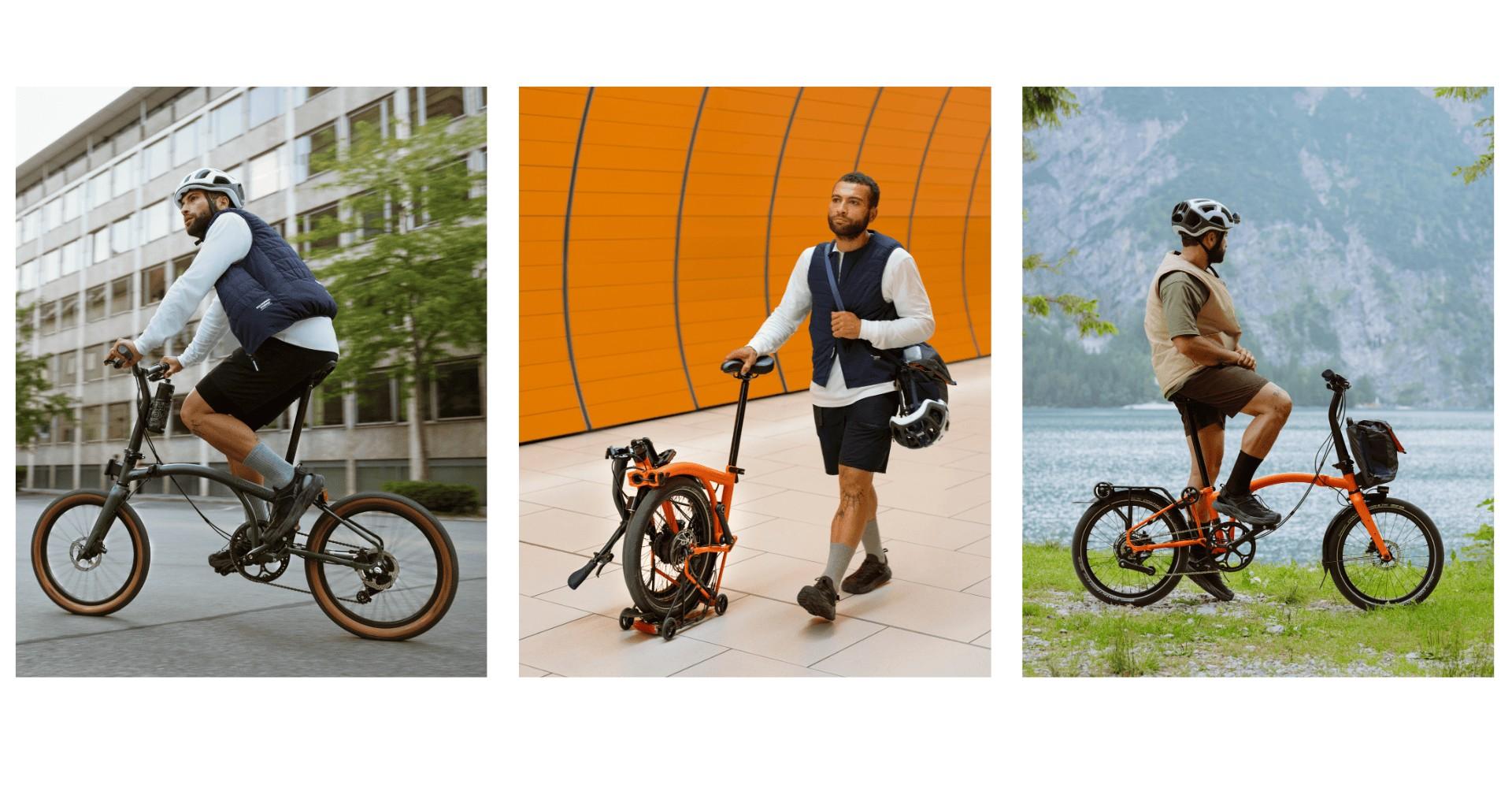 Verschiedene Motive der Brompton G Line vom urbanen bis Gebrauch im Grünen