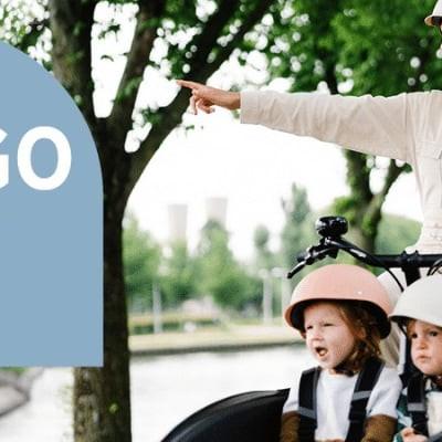 Frau mit Kindern im Lastenrad bei den Cargo Days in Dietikon