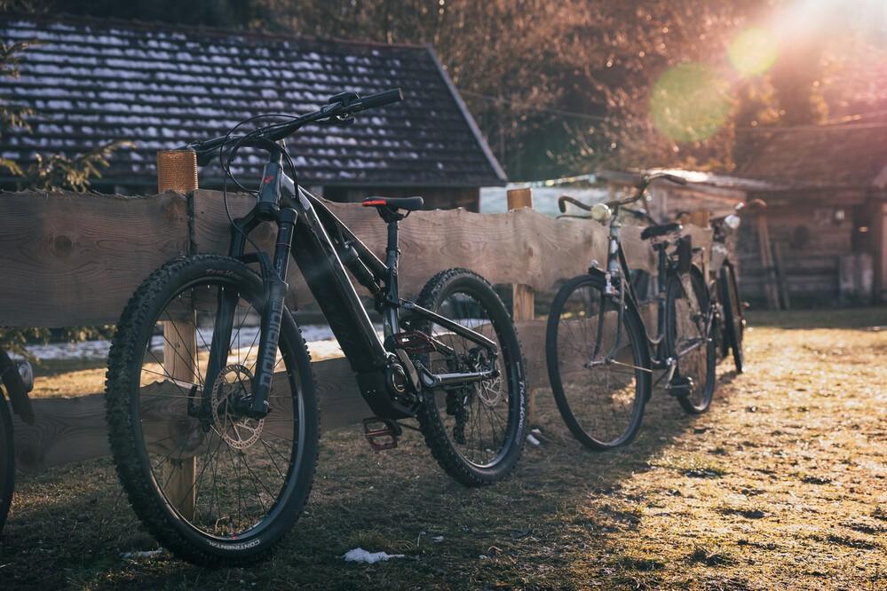 Das Bild zeigt ein R Raymon TrailRay am Zaun