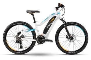 Haibike SDURO E-Bike Modell in Weiß mit blauen Akzenten