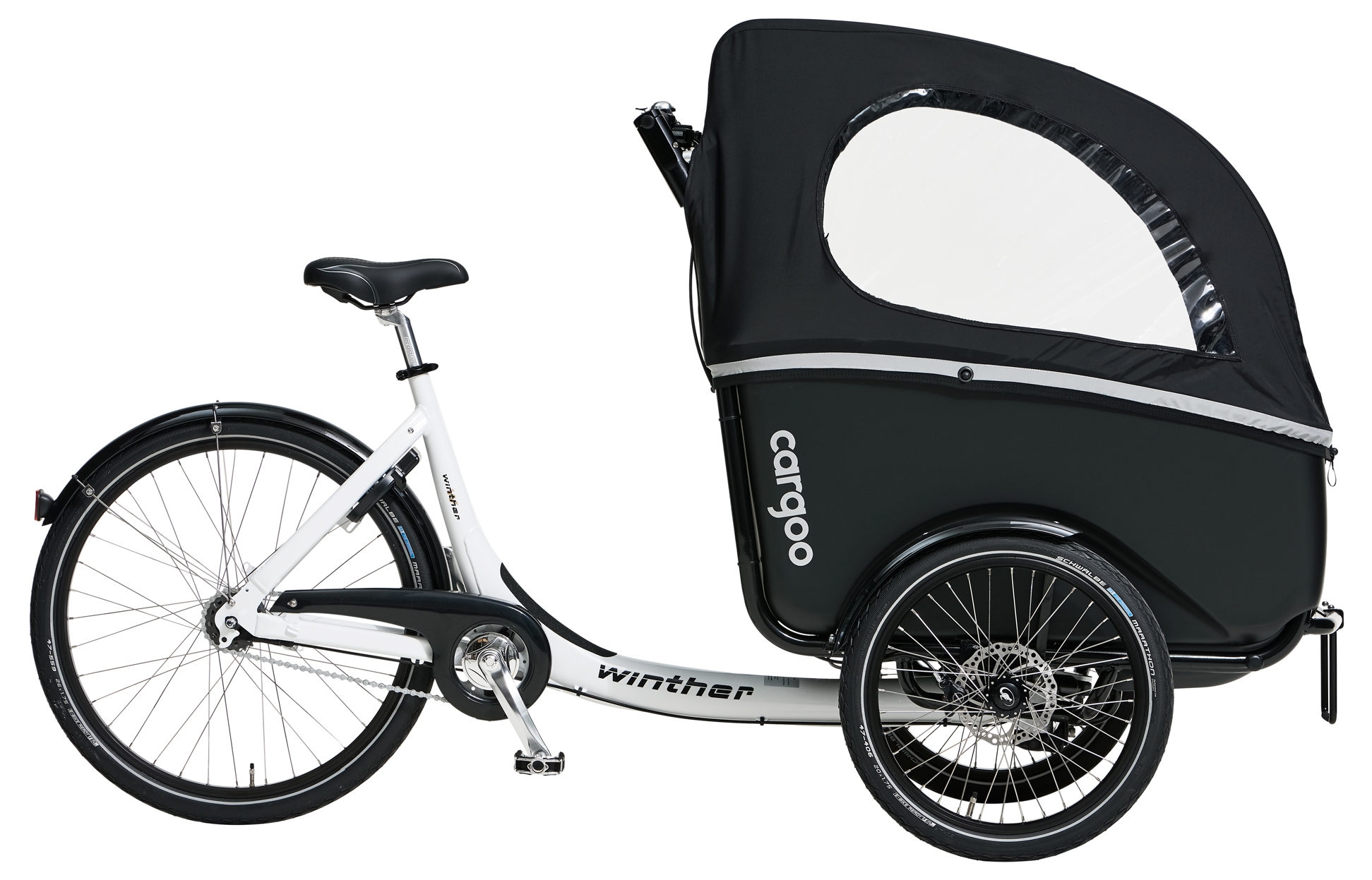 Das Winther Cargoo Lastenfahrrad besticht durch seine robuste Konstruktion und bietet ausreichend Platz für den sic